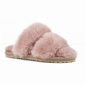 Women's 2 Stripes Sheepskin Fur Slipper In Antic Rose Custom Fit