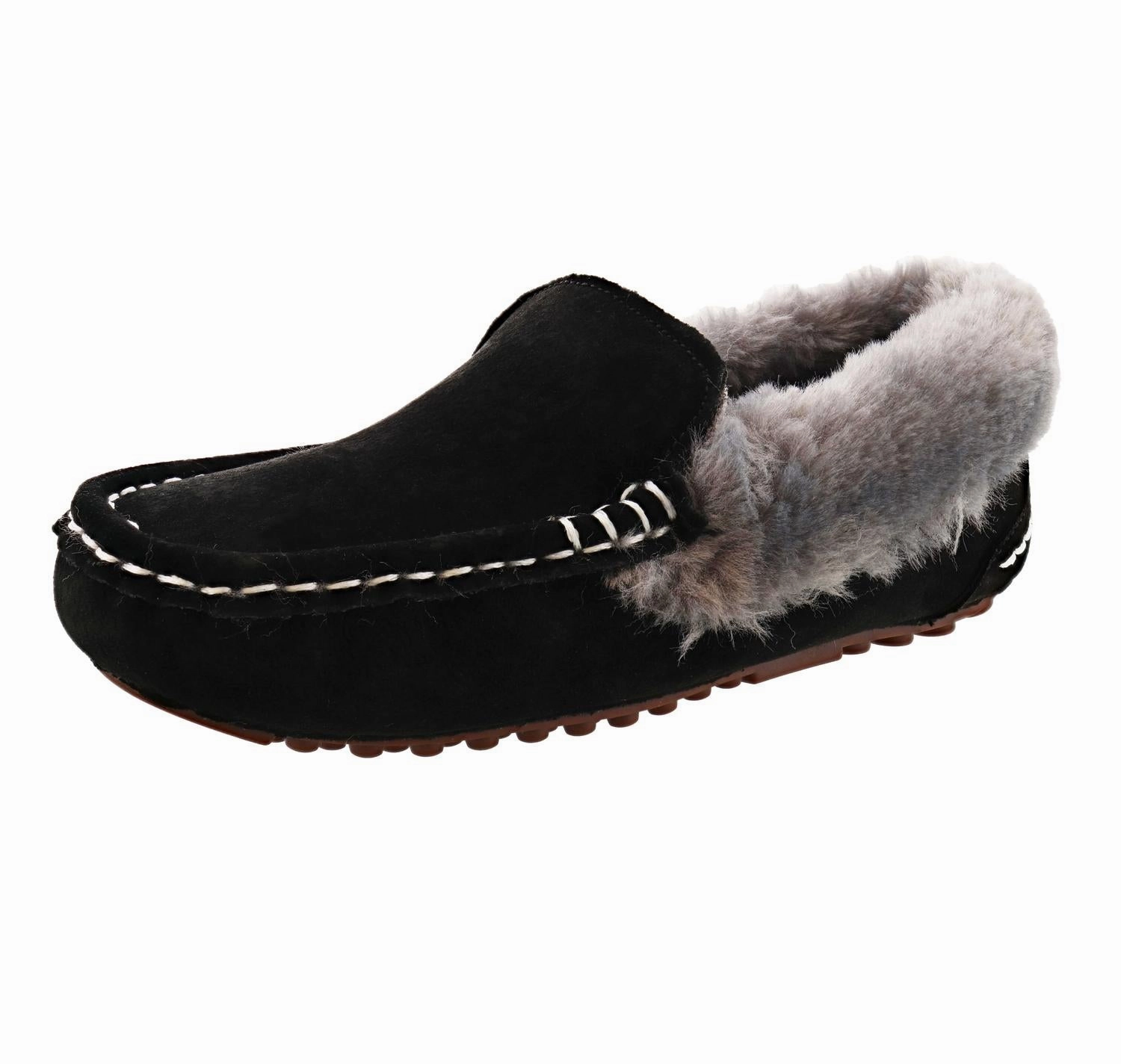 Weekend Casual Flexible Material Women's Aussie Moc Slipper In Black