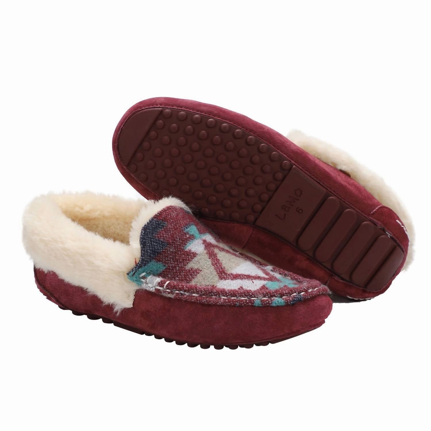 Women's Aussie Moc Slippers In Burgundy Smooth Surface Comfortable Soles