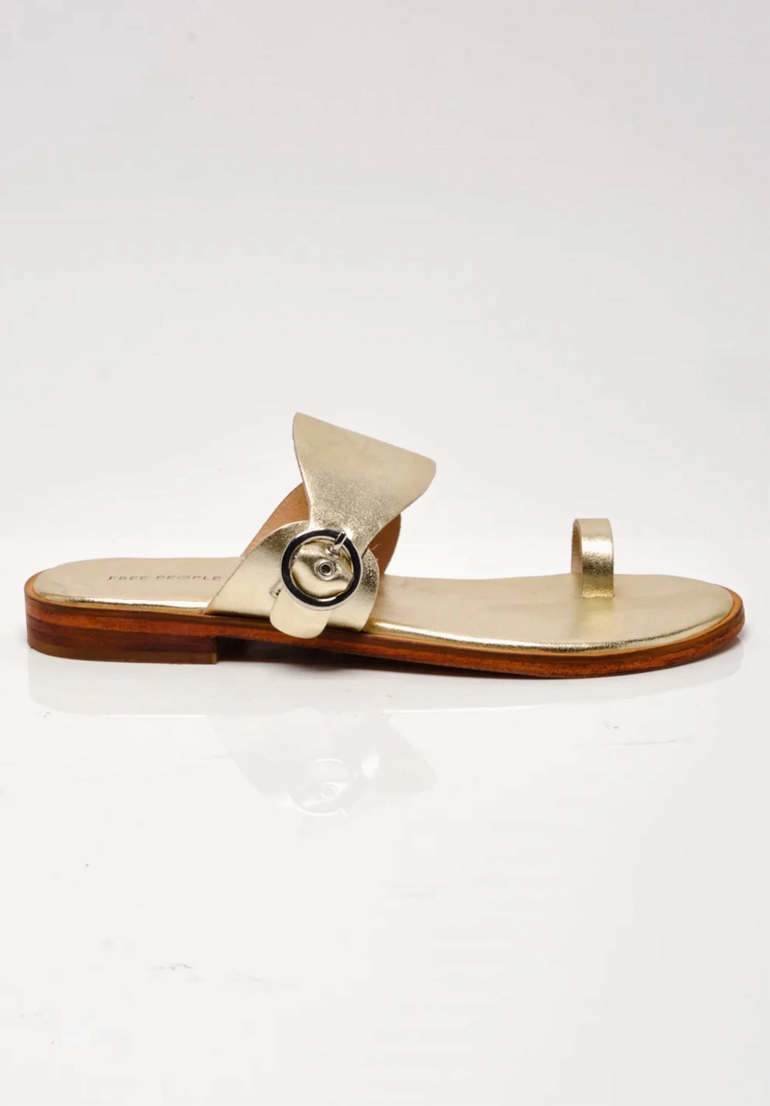 Women's Barcelona Slip On Sandal In Gold Metallic Flexible Style Simple Slip Fit Sandal