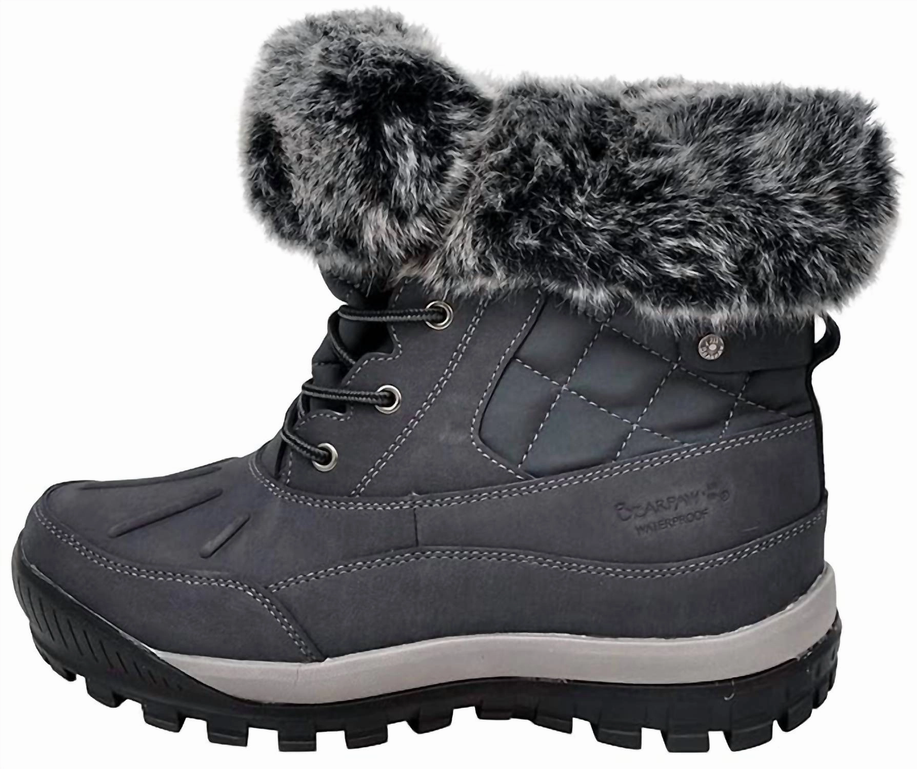 Adjustable buckle fashionable footwear Women's Becka Winter Boots In Black/ Grey