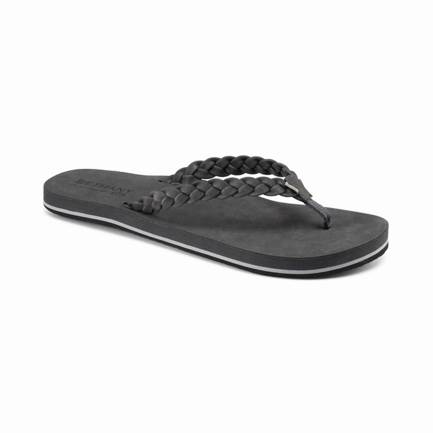 Women's Bethany Braided Pacifica Flip-Flops In Charcoal Fashion Forward