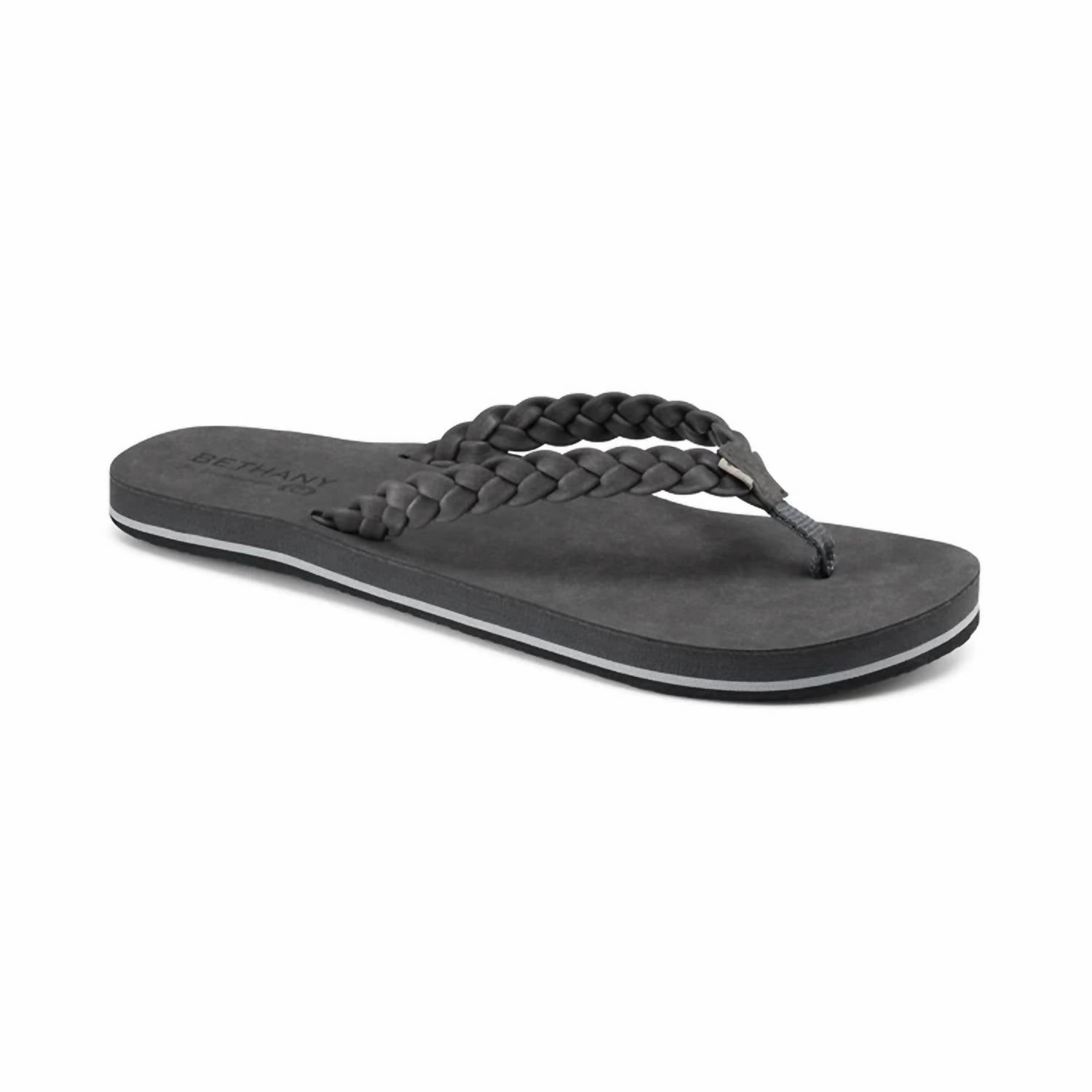 Women's Bethany Braided Pacifica Flip-Flops In Charcoal Premium Material mesh material