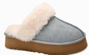 Women's Denim Slipper Slide In Light Blue Chill Fit Shoes Square Toe