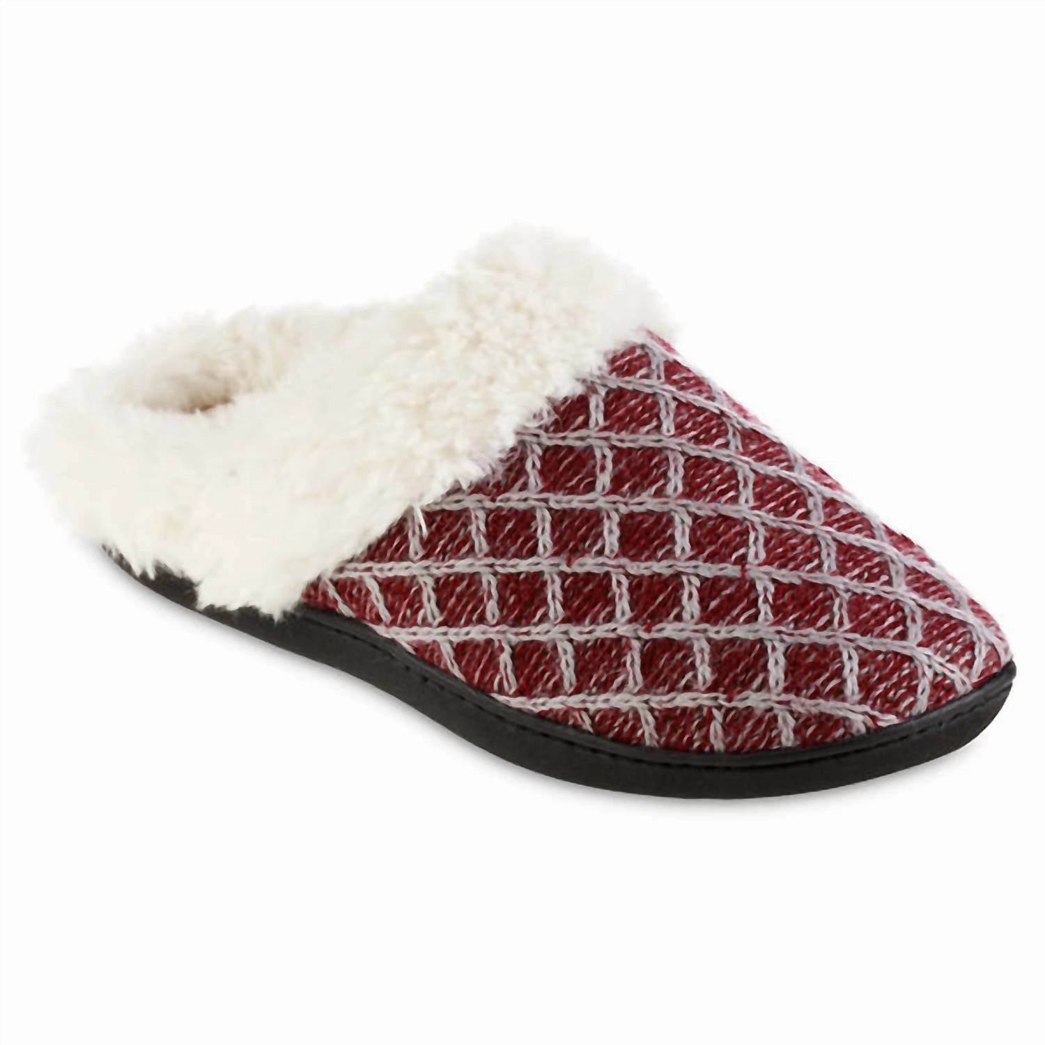 Women's Diamond Sweater Knit Hoodback Slipper In Garnet Home Comfort Fashionable Design