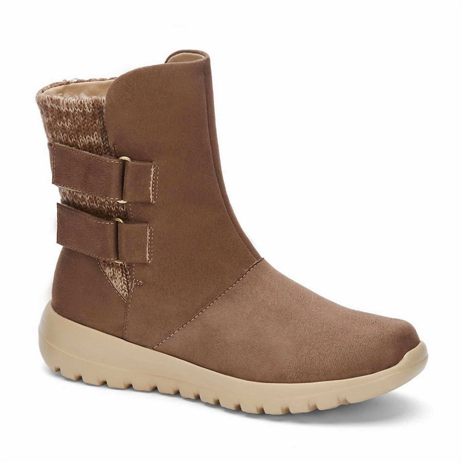 Women's Easy Adjust Winter Boots In Camel Padded Interior Hiking Trails