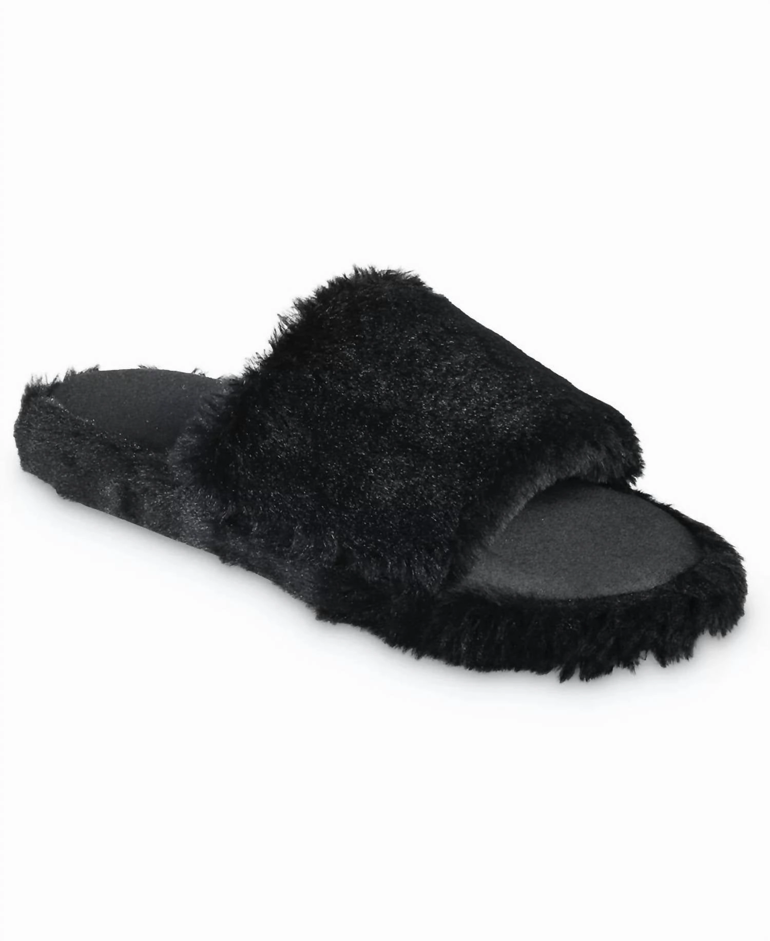Women's Faux Fur And Satin Tabby Slipper In Black High   Quality Heat resistant
