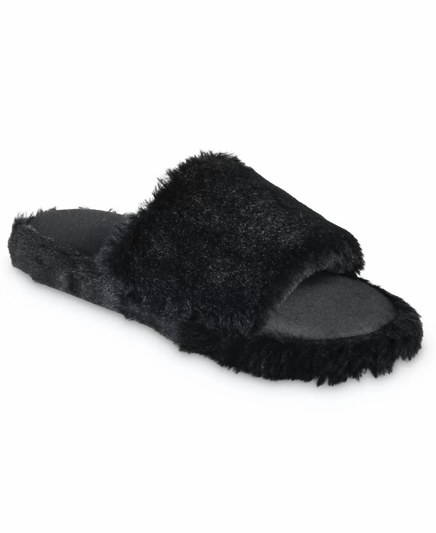 Jogging Multi sport Women's Faux Fur And Satin Tabby Slipper In Black