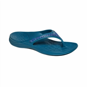 Women's Fiji Sparkle Slippers In Sea Blue Slip-On Relaxation Instant Wear Footwear