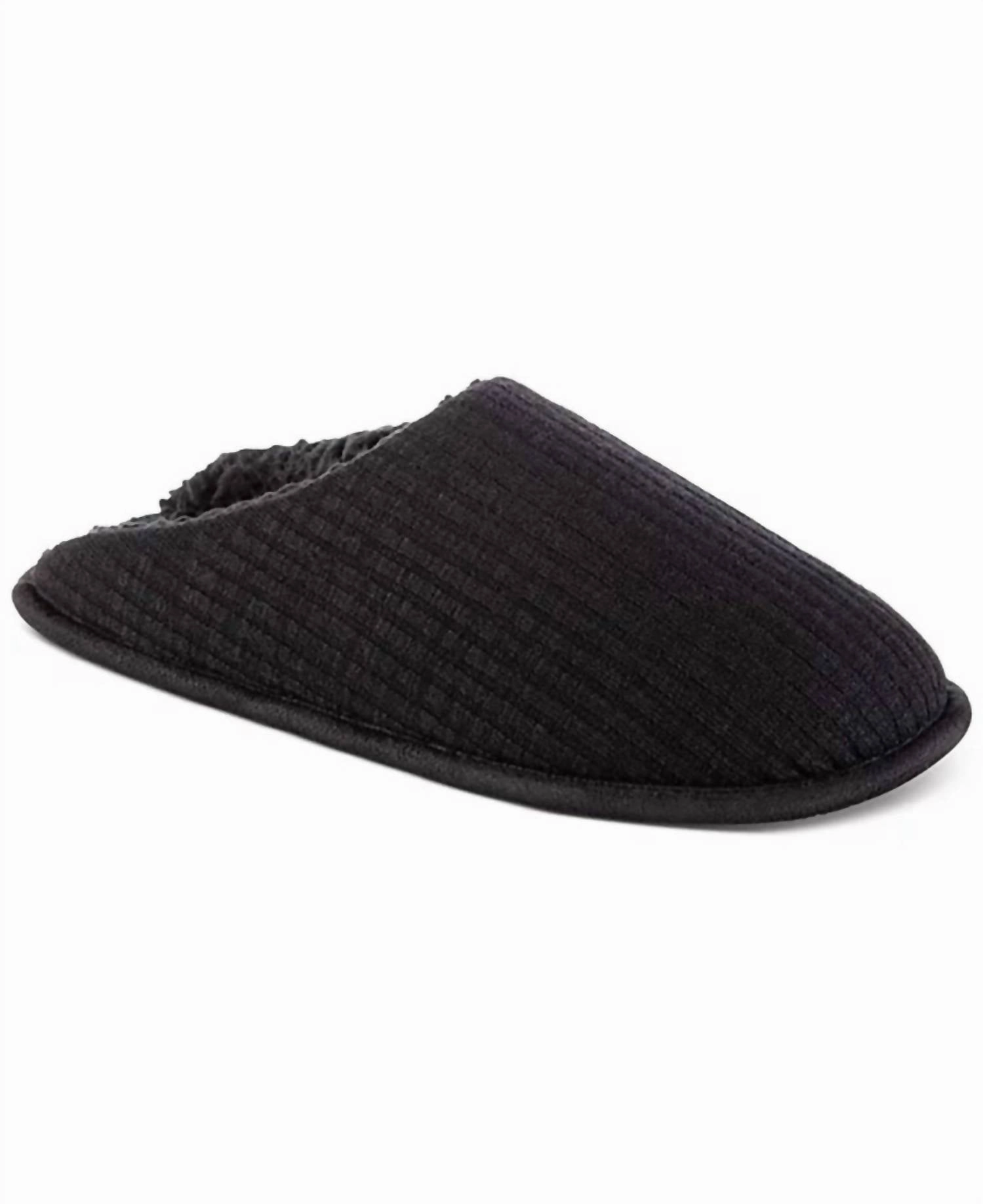 No Fuss Women's Fine Guage Rib Knit Scuff Slippers In Black