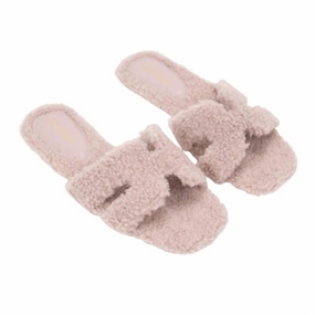 Relaxed Slip Women's Fur H-Shaped Slide In Mauve