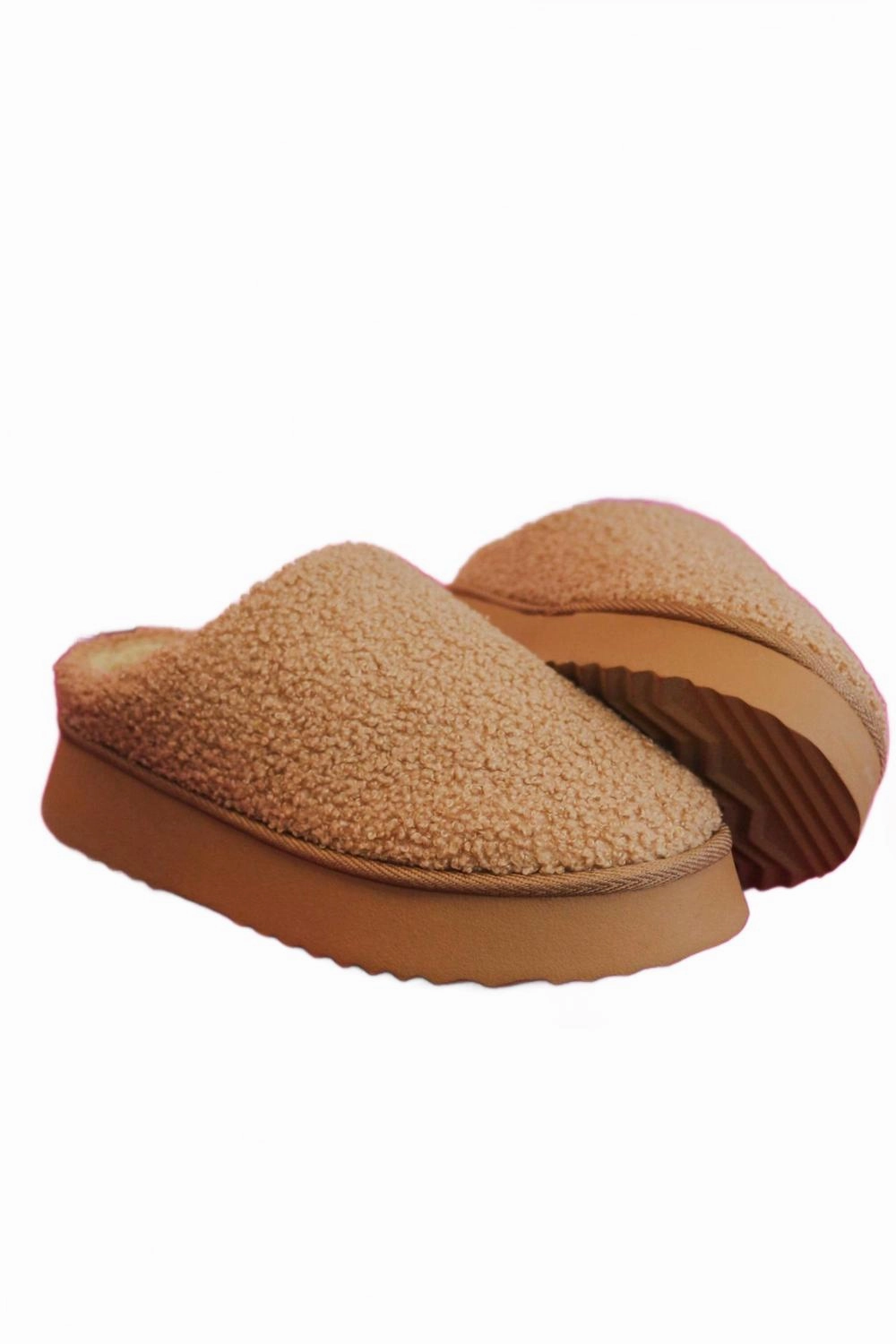 Women's Icee Sherpa House Slippers In Tan Comfortable Arch