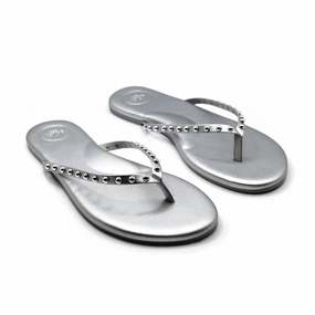 Women's Indie Soho Silver With Studs Flip Flop Multi Functional