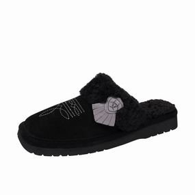 Women's Jackie Square Toe Slipper In Black Arch Cushioning