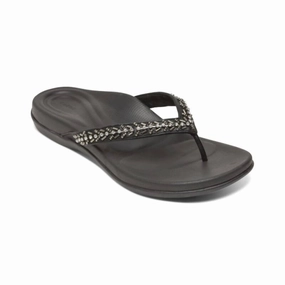 Women's Jules Thong Slippers In Black Strong Stitching Padded collar