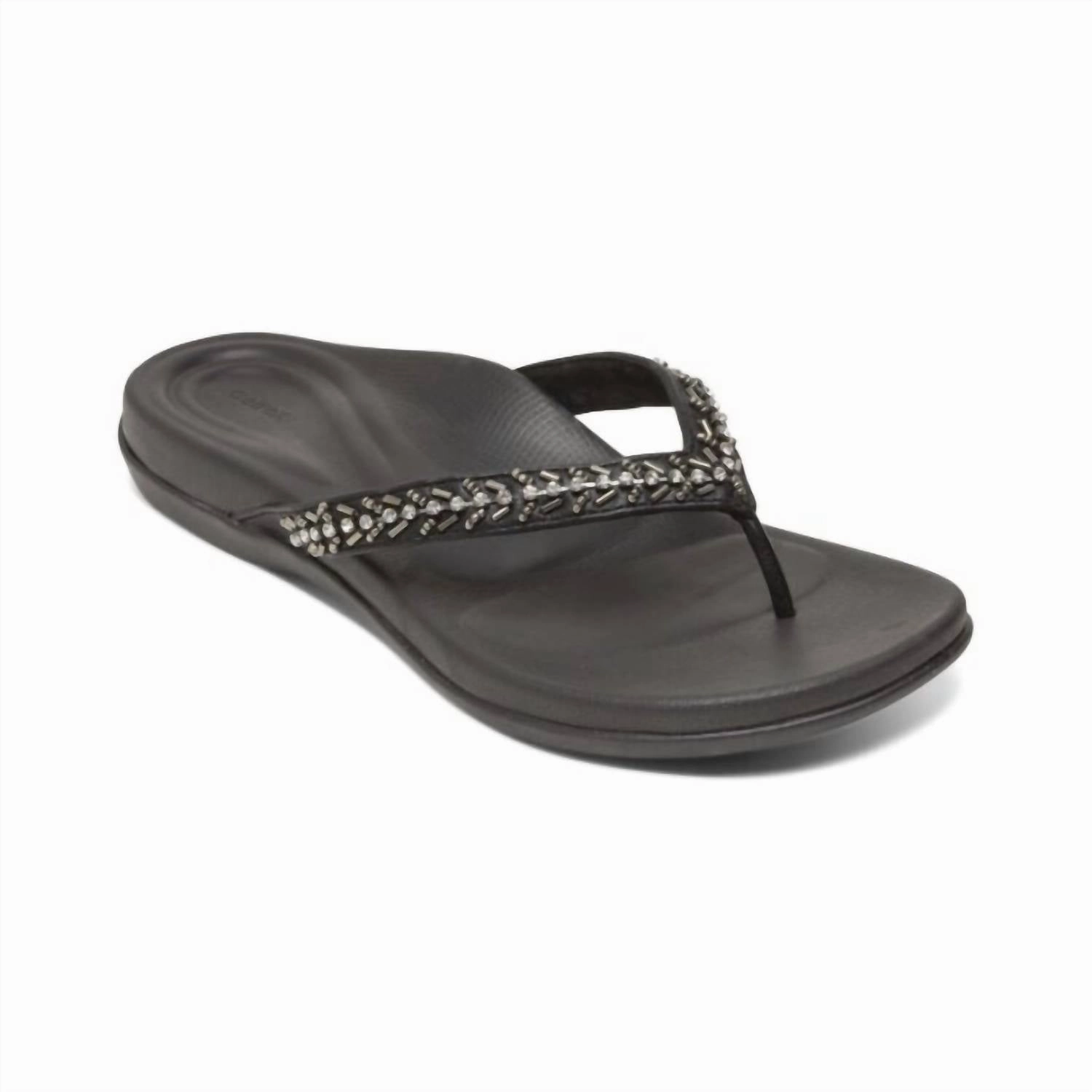 Women's Jules Thong Slippers In Black Strong Stitching Padded collar