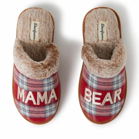 Poolside Ready suede upper Women's Mama Bear Red Plaid Scuff Slippers