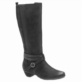 Women's Natasha Mid Calf Leather Boot In Black Rough Ground