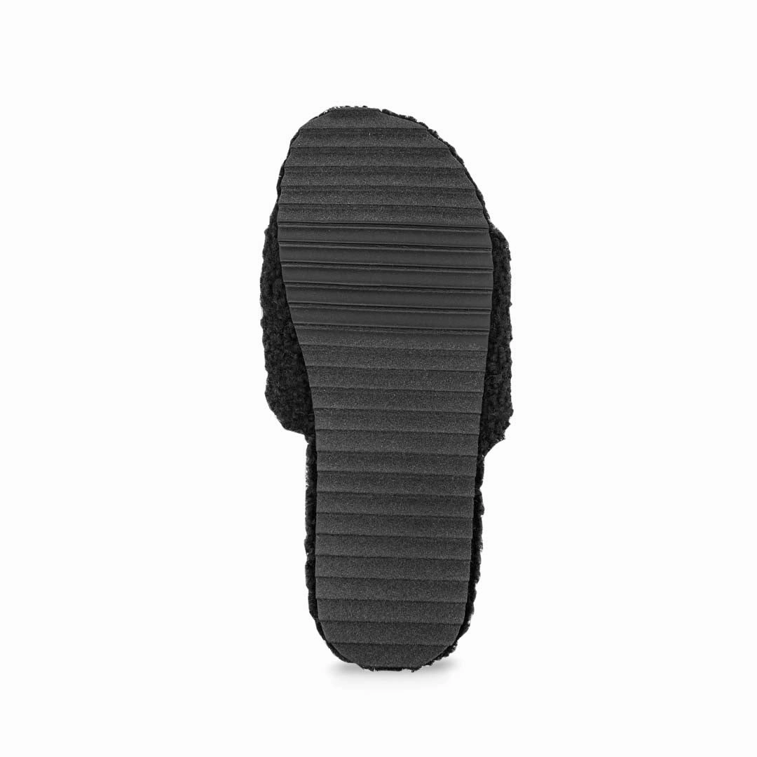 Women's No Boundaries Sherpa Slides (SLF5114WPL BLK) hypoallergenic