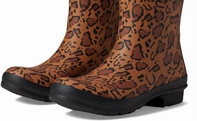 Women's Original Short Leopard Print Boots In Rich Tan/saddle/black Warm And Comfortable
