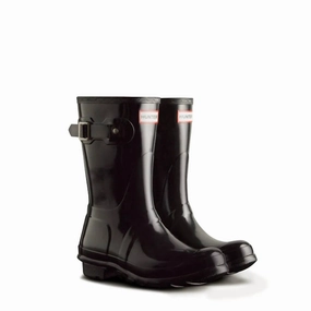 Reinforced Utility Style Women's Original Short Rain Boots In Black Gloss