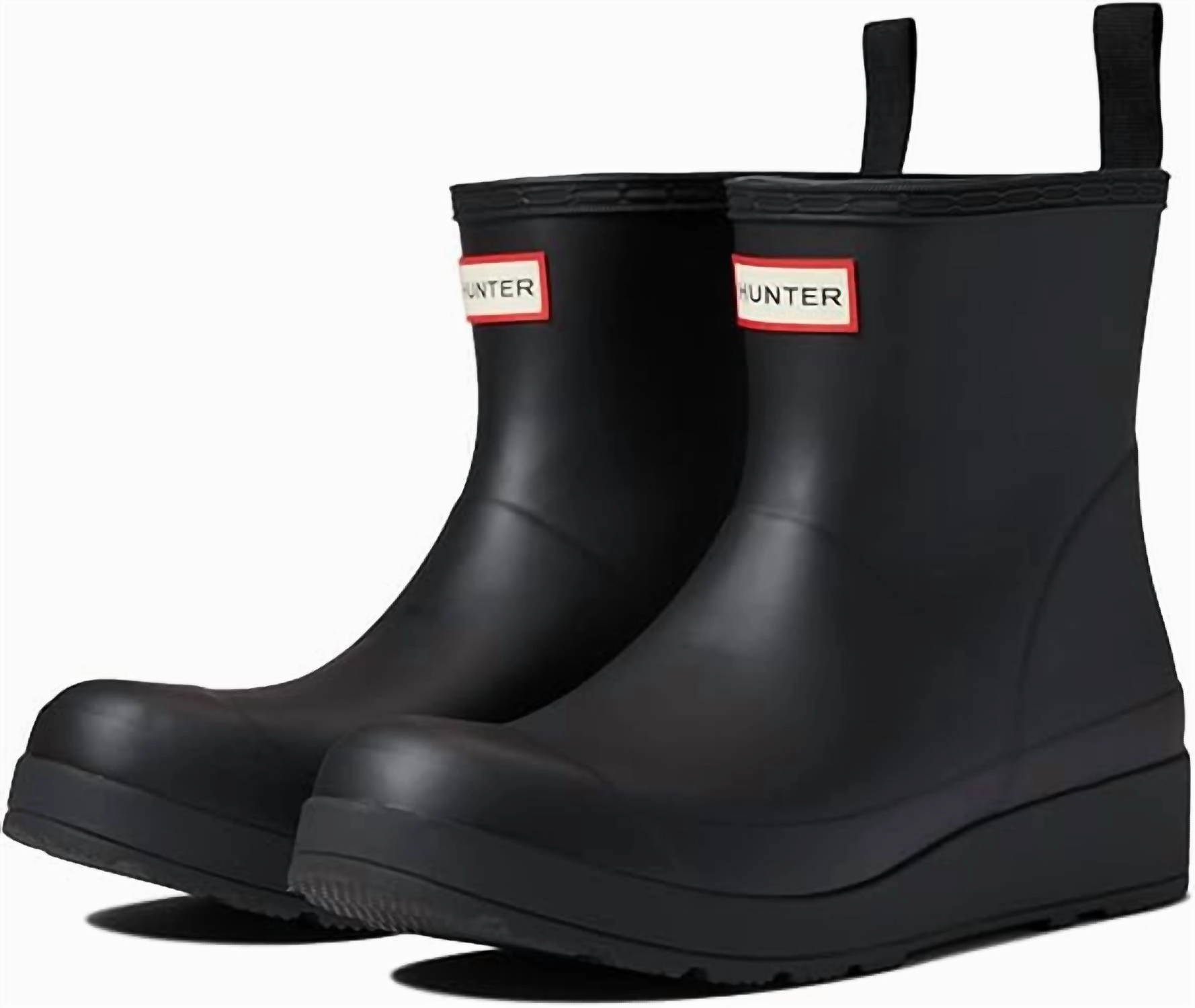 Shock-absorbing Women's Play Short Backstrap Rain Boot In Black/white