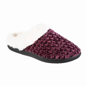 Anti   Impact Instant Slip Women's Recycled Popcorn Chenille Erin Hoodback Slipper In Blackberry