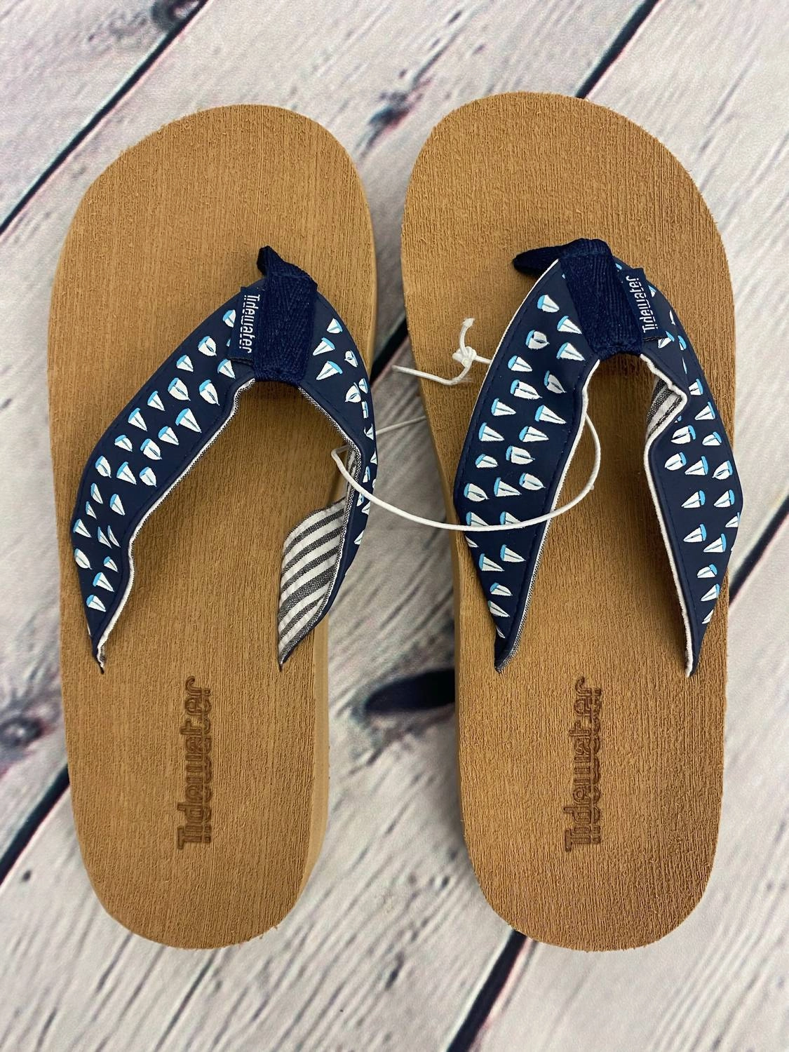 Women's Sailboat Flip Flop Sandals In Navy Anti Slip Protection