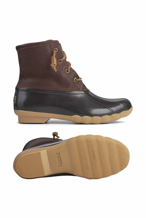 Women's Saltwater Duck Boot In Tan/dark Brown Smooth Surface