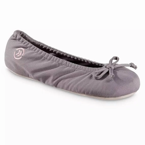 PaddedCollar Comfort Glide Women's Stretch Satin Eco Comfort Ballerina Slipper In Ash