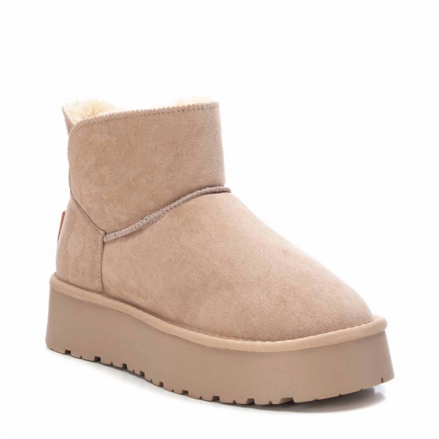 Women's Suede Winter Boots In Beige Comfort Lining Winter Walker