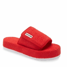 Women's Terry Towelling Beach Slide In Hunter Red Superior Fit