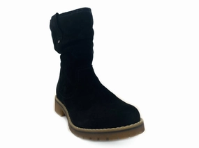 Seamless Comfort Snowy Path Women's Texas Waterproof Suede Lug Sole Boot In Black Suede