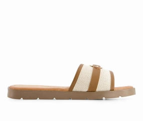 Women's Ultra Comfort Slides In Beige Comfortable Step