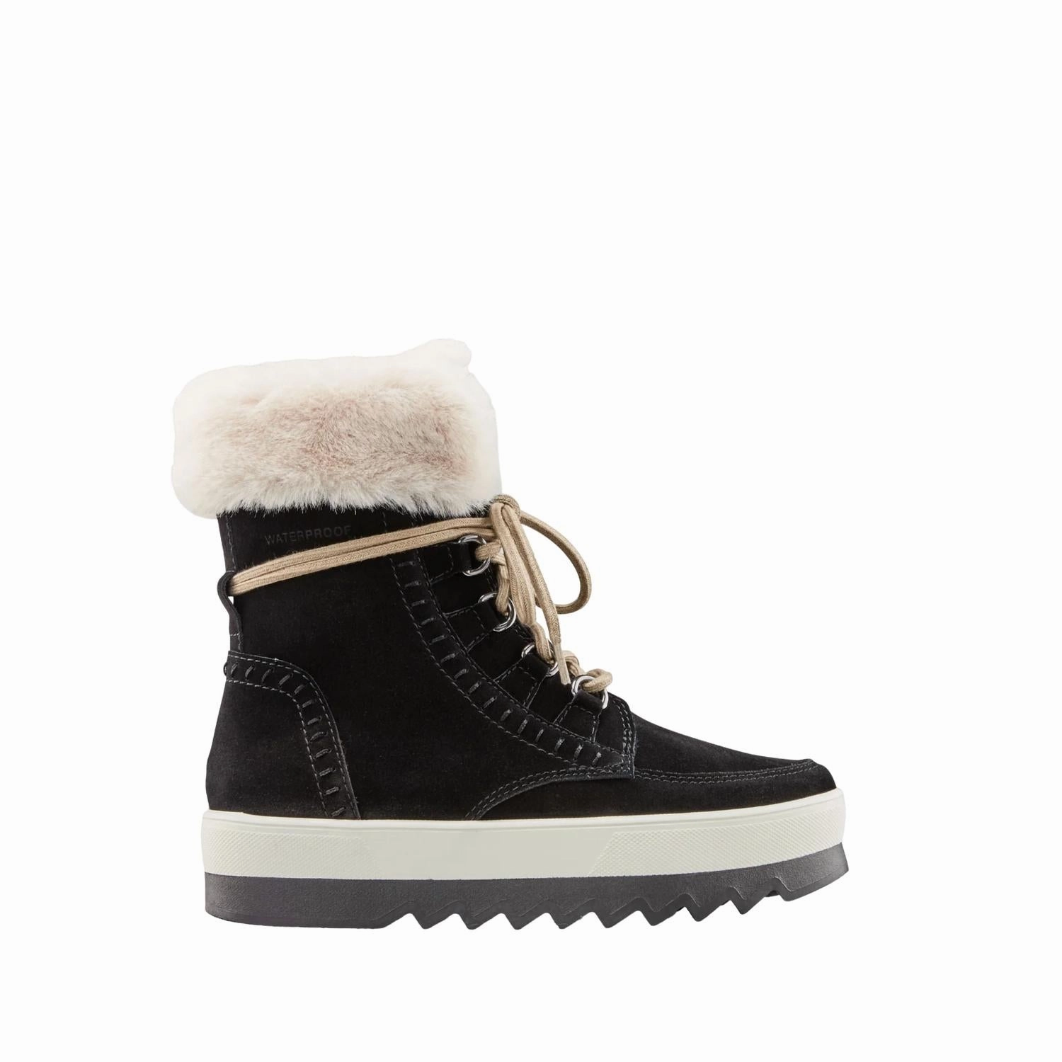 Lift Up Women's Vanetta Suede Waterproof Winter Boot In Black/cream