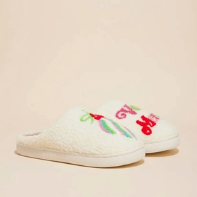 Women's Very Merry Christmas Slippers In Cream Minimalist Style QuickDry