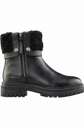 Orthopedic Design Anti Odor Technology Women's Vigo Faux Shearling Cuff Waterproof Boot In Black Leather