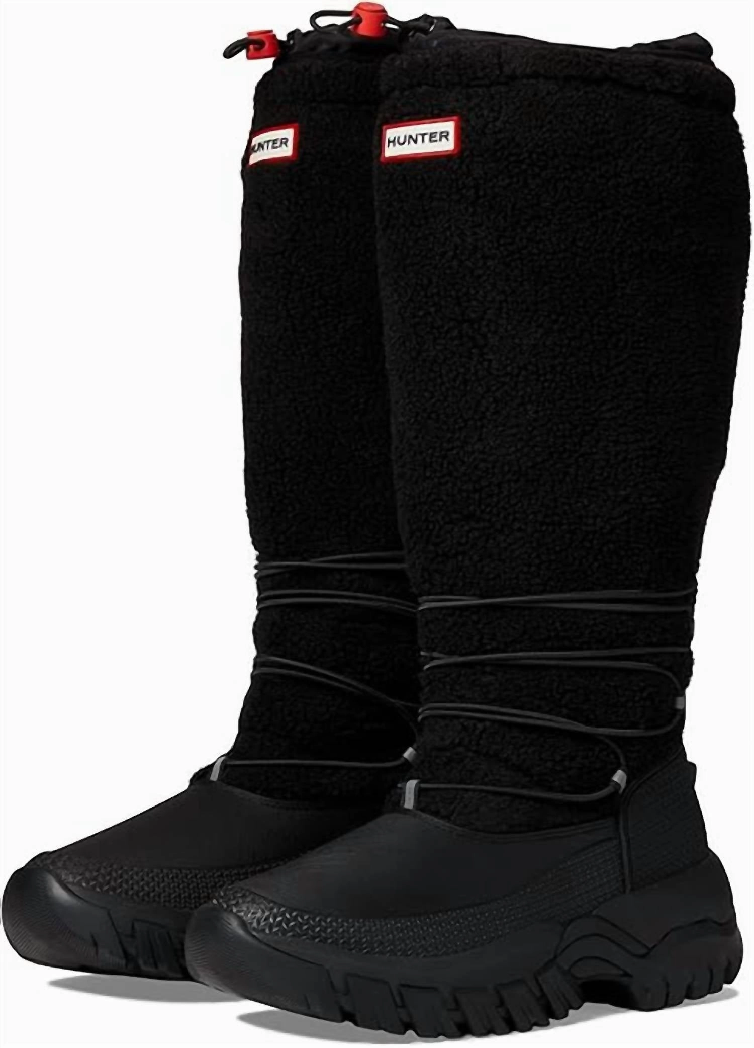 Resilient Sole Hiking Essential Women's Wanderer Tall Sherpa Snow Boots In Black