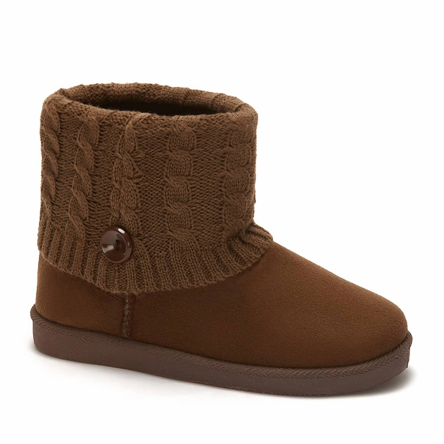 Women's Winter Booties With Knit Shaft In Brown Supportive sole