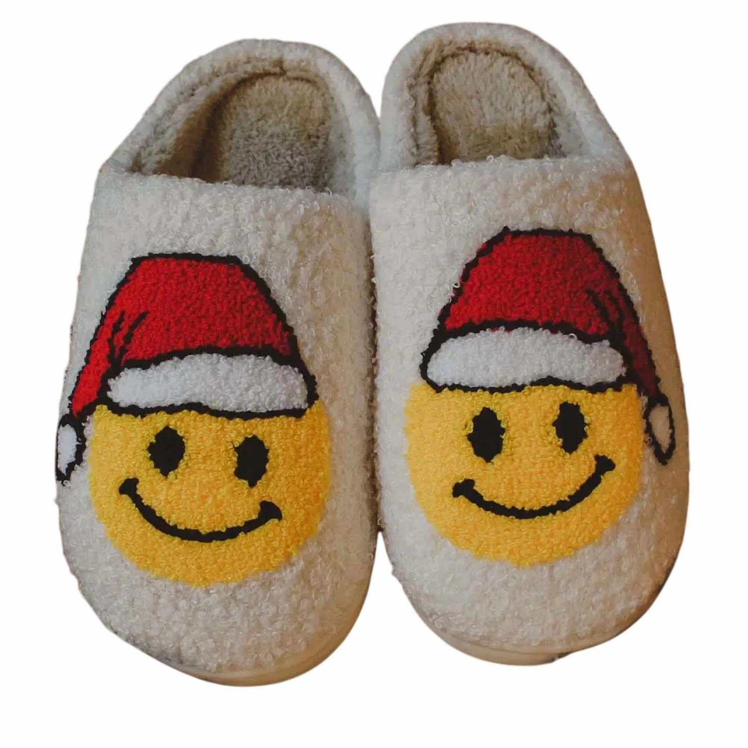 SyntheticUpper Quick Step Fit Sandal Women Santa Christmas Happy Face Sherpa Slippers In Santa Smiley