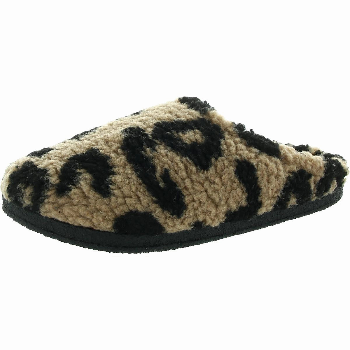 Womens Animal Print Faux Fur Slide Slippers Flexible Comfort Ventilated Mesh