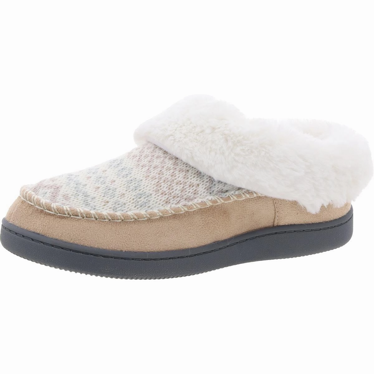 Womens Faux Fur Lined Faux Suede Scuff Slippers Relaxing Sandals Comfort Sandal Fit