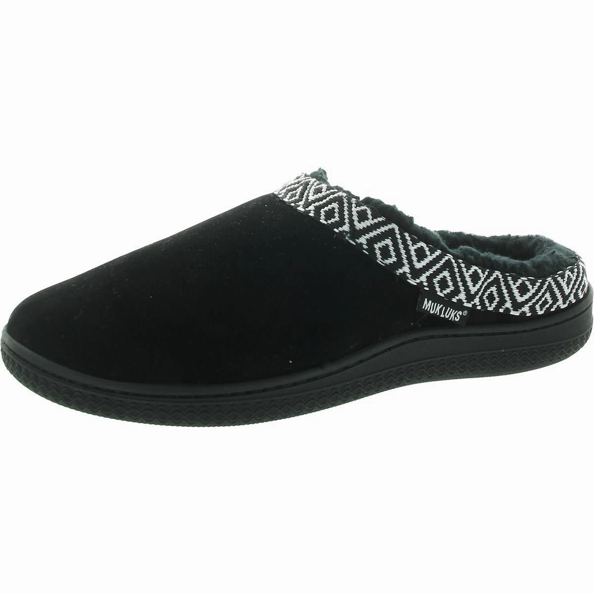 Elastic Womens Faux Fur Lined Faux Suede Slide Slippers