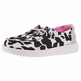 Streamlined silhouette All-weather shock absorption Youth Cowgirl Sparkle Shoes In Black & White