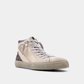 Youth Roxanne High Top Sneaker In Pewter Glitter breathable vents Neutral Cushioning Profile