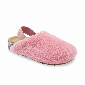 Steve Madden Thomez Youth  Clog Blush Faux Fur Back Strap Shoes JOBB1518 Stand Long Flat Design
